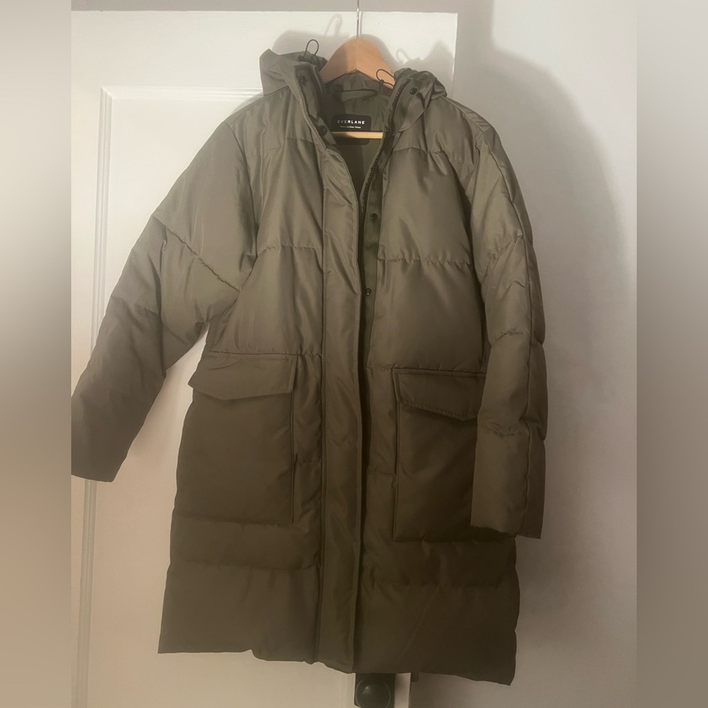 Everlane Olive Green Puffer Coat